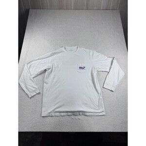 Vineyard Vines Men's Size L White Long Sleeve Pocket T-Shirt Whale Logo Peru